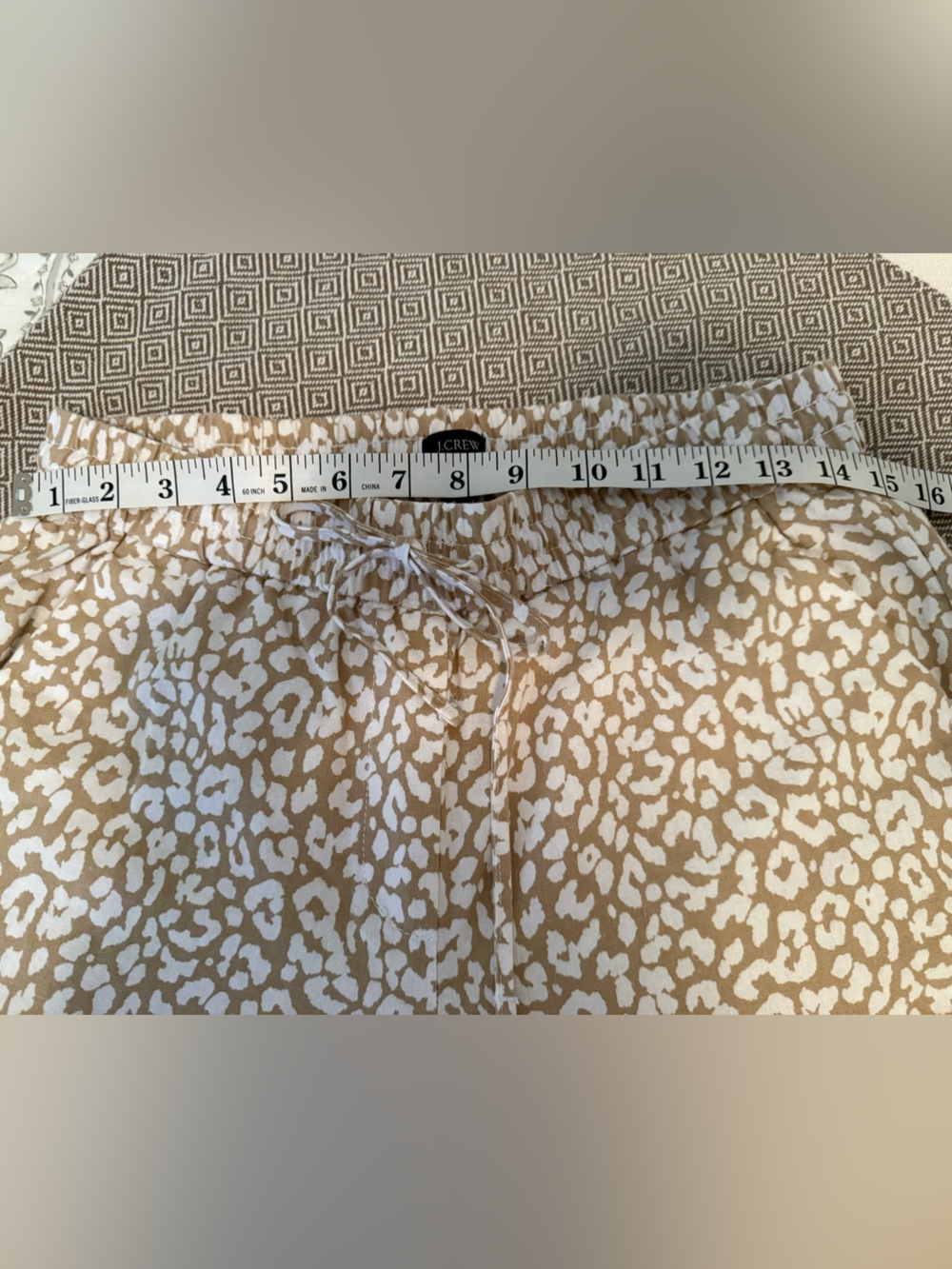 J Crew Beige and White Leopard Print Elastic Waist Pants size 6 - Picture 7 of 12